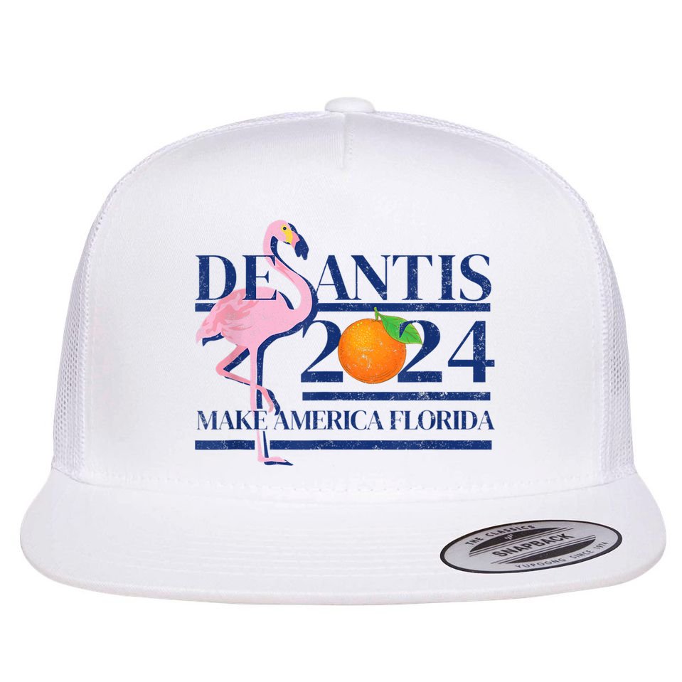 DeSantis 2024 Make America Florida Flamingo Election Flat Bill Trucker Hat