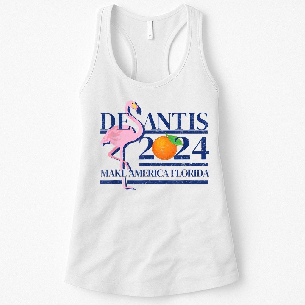 DeSantis 2024 Make America Florida Flamingo Election Womens Tank Top