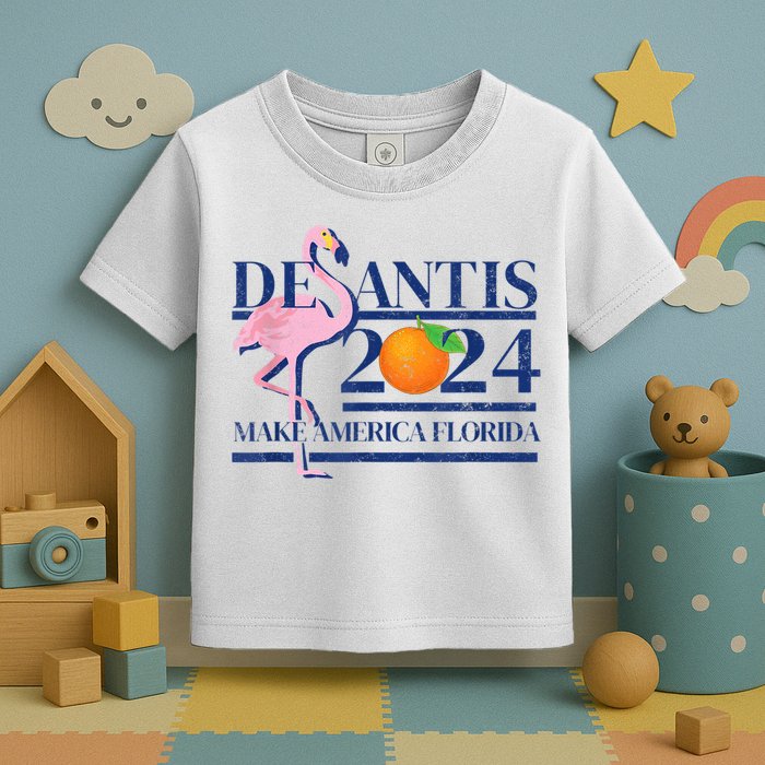 DeSantis 2024 Make America Florida Flamingo Election Toddler T-Shirt