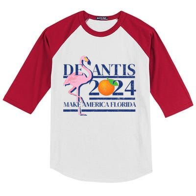 Desantis 2024 Make America Florida Flamingo Election Kids Colorblock Raglan Jersey