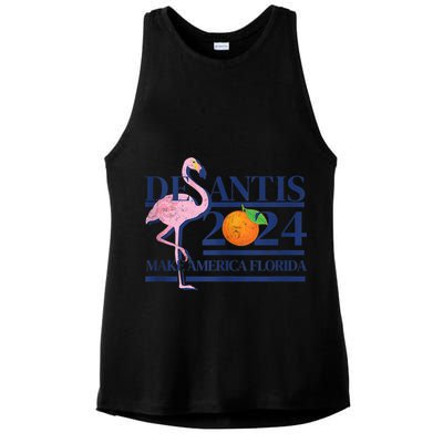 Desantis 2024 Make America Florida Flamingo Ladies PosiCharge Tri-Blend Wicking Tank