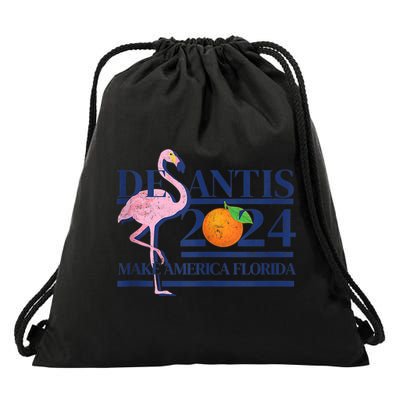 Desantis 2024 Make America Florida Flamingo Drawstring Bag