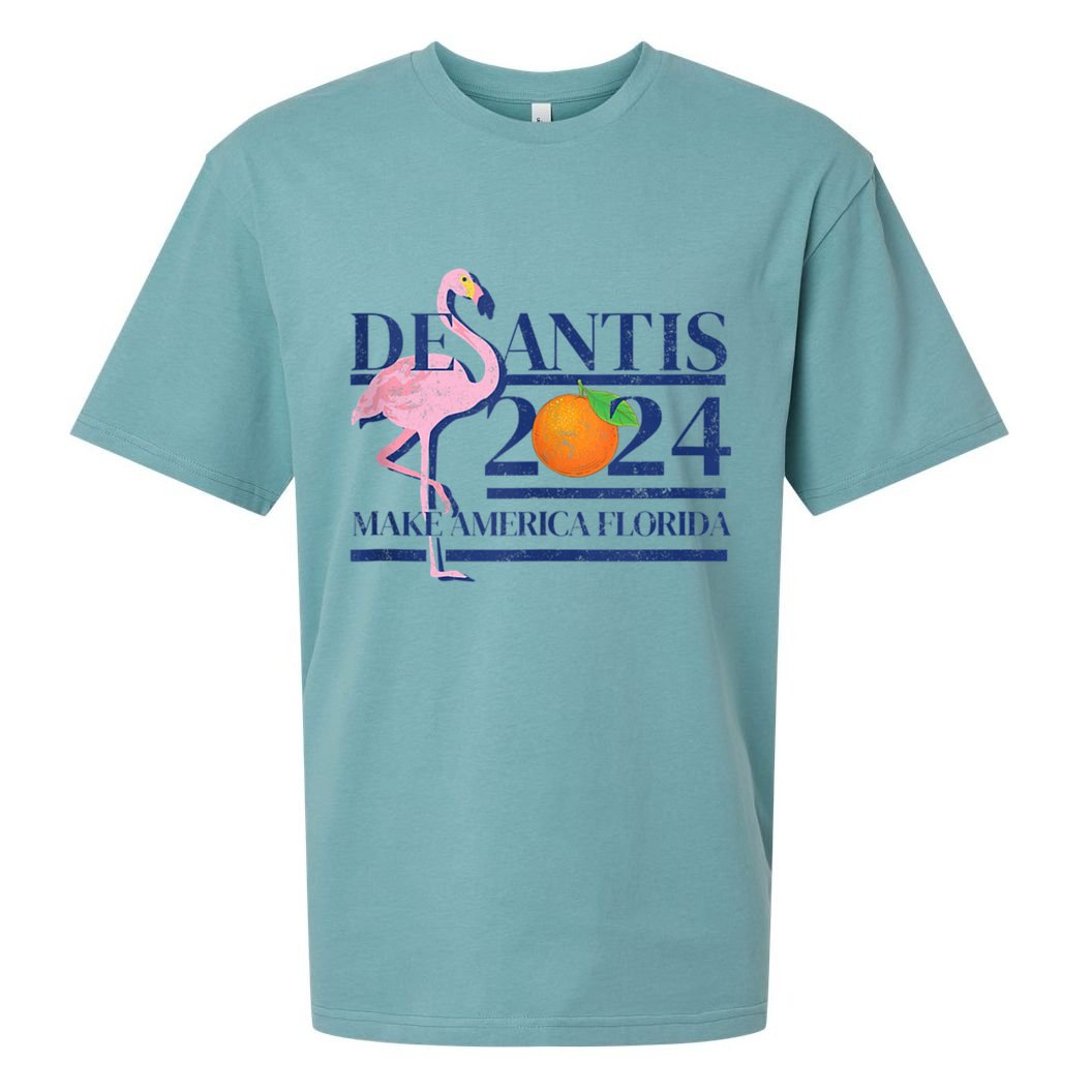 Desantis 2024 Make America Florida Flamingo Sueded Cloud Jersey T-Shirt