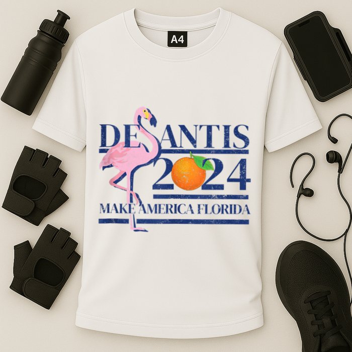 Desantis 2024 Make America Florida Flamingo Cooling Performance Crew T-Shirt