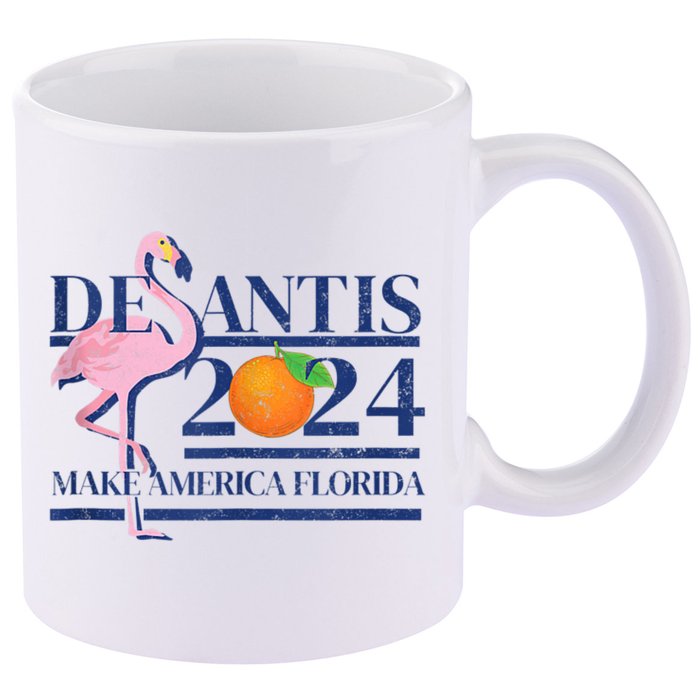 Desantis 2024 Make America Florida Flamingo 11oz C Handle Ceramic Mug