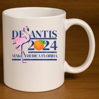 Desantis 2024 Make America Florida Flamingo 11oz C Handle Ceramic Mug