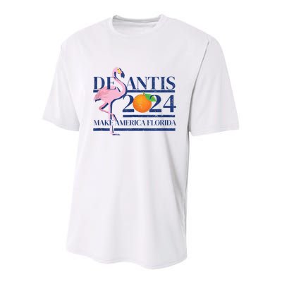 Desantis 2024 Make America Florida Flamingo Youth Performance Sprint T-Shirt
