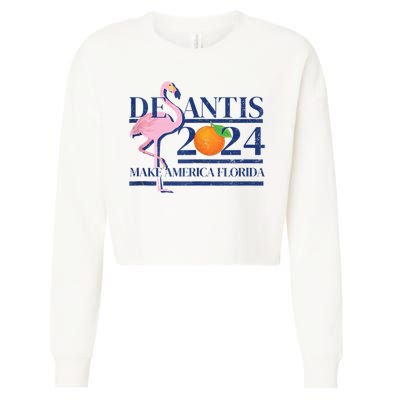 Desantis 2024 Make America Florida Flamingo Cropped Pullover Crew
