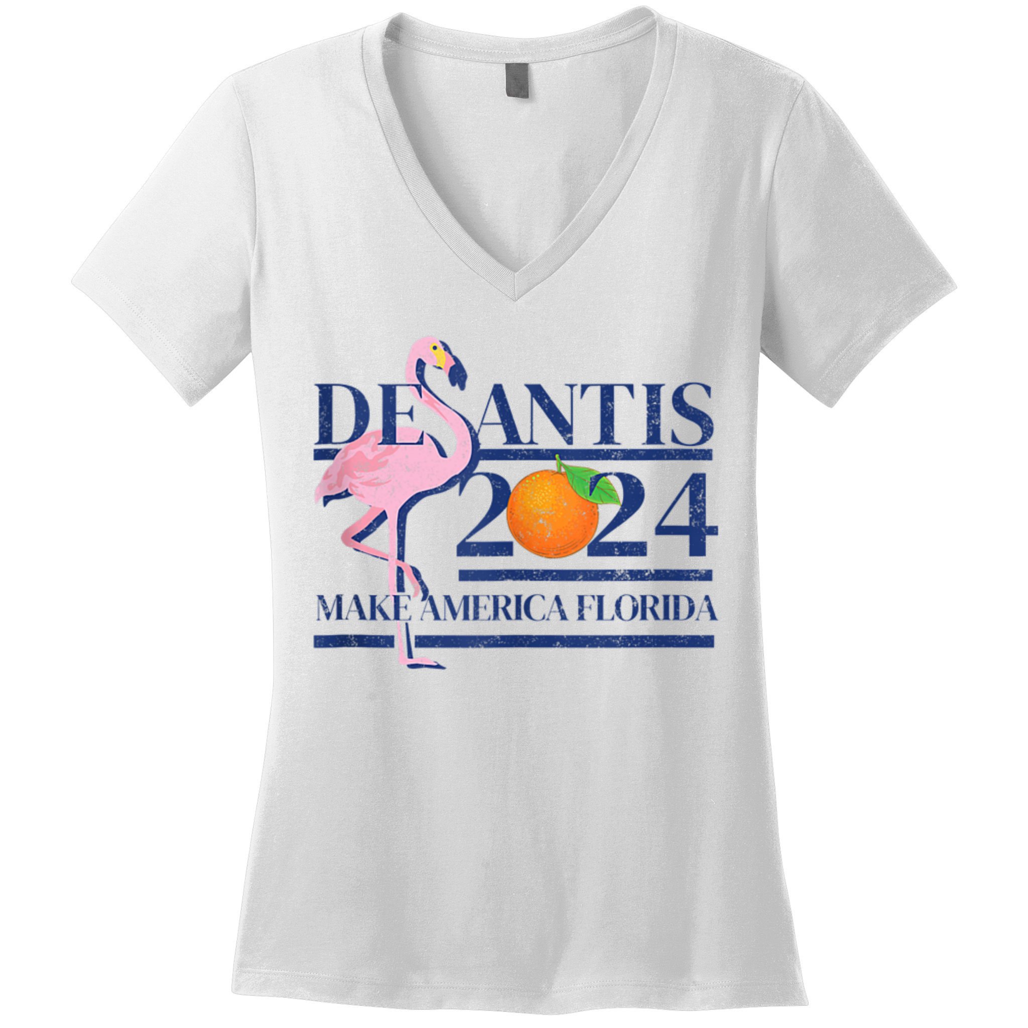 Desantis 2024 Make America Florida Flamingo Women's V-Neck T-Shirt