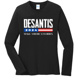 Desantis 2024 Make America Florida Ladies Long Sleeve Shirt