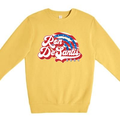 Desantis 2024 Make America Florida Election Retro Distressed Gift Premium Crewneck Sweatshirt