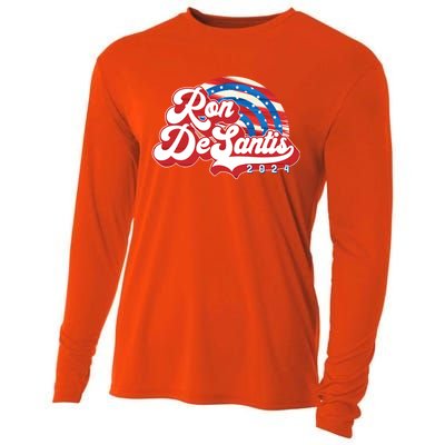 Desantis 2024 Make America Florida Election Retro Distressed Gift Cooling Performance Long Sleeve Crew