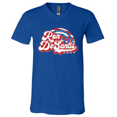 Desantis 2024 Make America Florida Election Retro Distressed Gift V-Neck T-Shirt