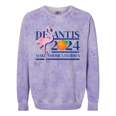 Desantis 2024 Make America Florida Flamingo Colorblast Crewneck Sweatshirt