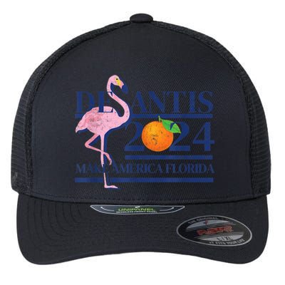 Desantis 2024 Make America Florida Flamingo Flexfit Unipanel Trucker Cap