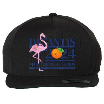 Desantis 2024 Make America Florida Flamingo Wool Snapback Cap