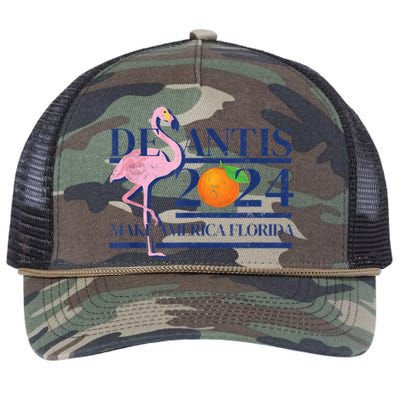 Desantis 2024 Make America Florida Flamingo Retro Rope Trucker Hat Cap