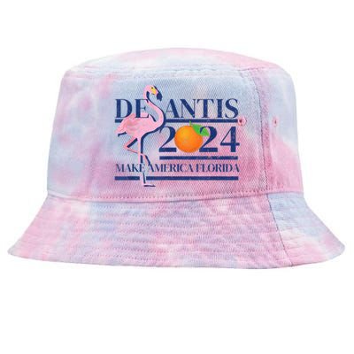 Desantis 2024 Make America Florida Flamingo Tie-Dyed Bucket Hat