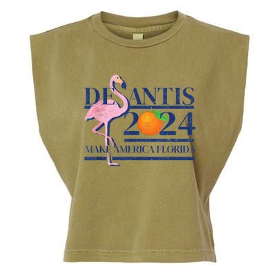 Desantis 2024 Make America Florida Flamingo Garment-Dyed Women's Muscle Tee