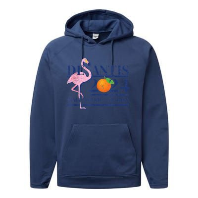 Desantis 2024 Make America Florida Flamingo Performance Fleece Hoodie