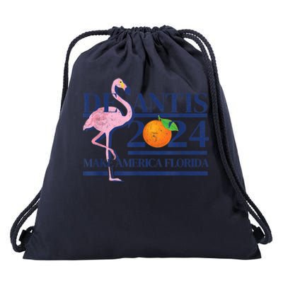 Desantis 2024 Make America Florida Flamingo Drawstring Bag