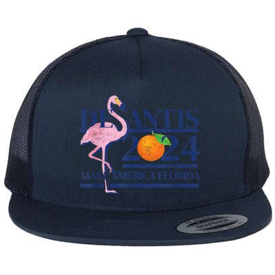 Desantis 2024 Make America Florida Flamingo Flat Bill Trucker Hat