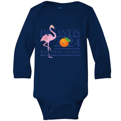 Desantis 2024 Make America Florida Flamingo Baby Long Sleeve Bodysuit