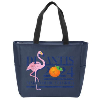 Desantis 2024 Make America Florida Flamingo Zip Tote Bag