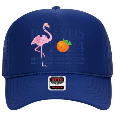 Desantis 2024 Make America Florida Flamingo High Crown Mesh Back Trucker Hat