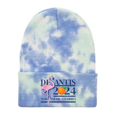 Desantis 2024 Make America Florida Flamingo Tie Dye 12in Knit Beanie