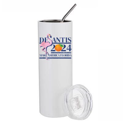 Desantis 2024 Make America Florida Flamingo Stainless Steel Tumbler