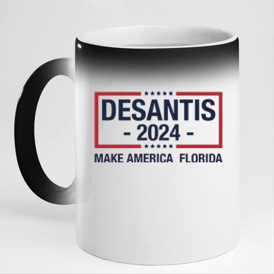 DeSantis 2024 Make America Florida Vintage US Flag 11oz Black Color Changing Mug