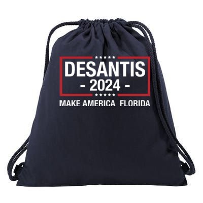 DeSantis 2024 Make America Florida Vintage US Flag Drawstring Bag