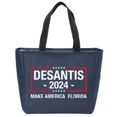 DeSantis 2024 Make America Florida Vintage US Flag Zip Tote Bag