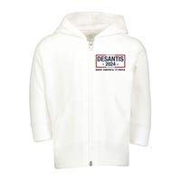 DeSantis 2024 Make America Florida Vintage US Flag Toddler Zip Fleece Hoodie