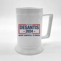 DeSantis 2024 Make America Florida Vintage US Flag Beer Stein