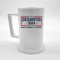 DeSantis 2024 Make America Florida Vintage US Flag Beer Stein