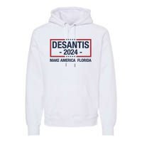 DeSantis 2024 Make America Florida Vintage US Flag Premium Hoodie