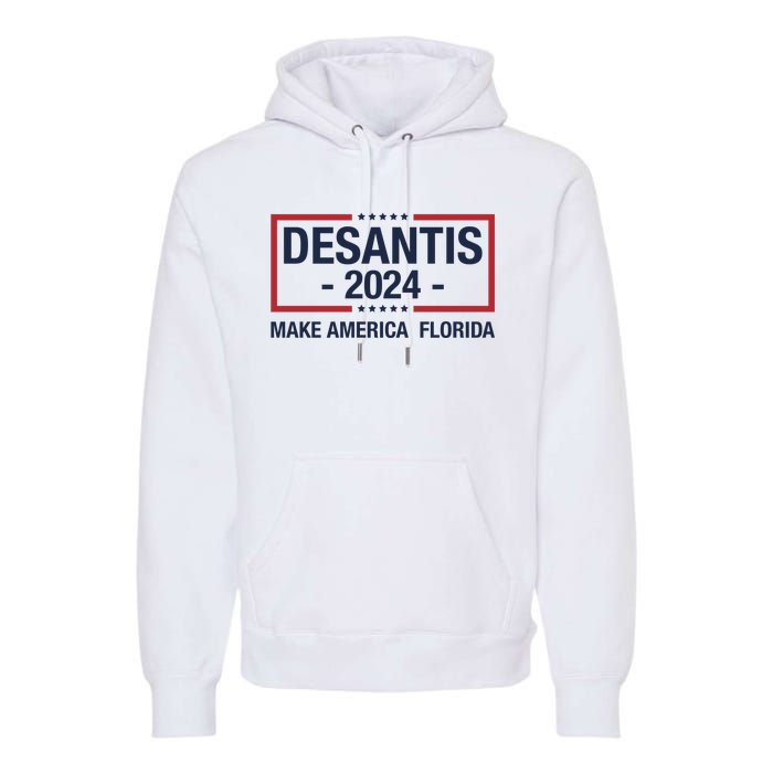 DeSantis 2024 Make America Florida Vintage US Flag Premium Hoodie