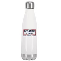 DeSantis 2024 Make America Florida Vintage US Flag Stainless Steel Insulated Water Bottle