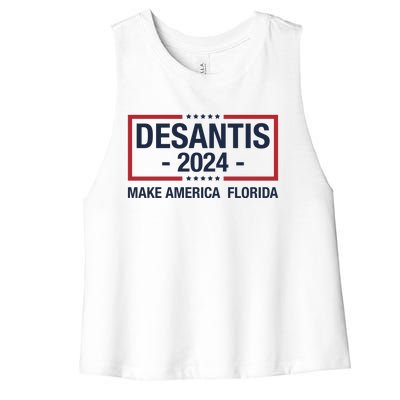 DeSantis 2024 Make America Florida Vintage US Flag Women's Racerback Cropped Tank