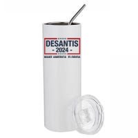 DeSantis 2024 Make America Florida Vintage US Flag Stainless Steel Tumbler