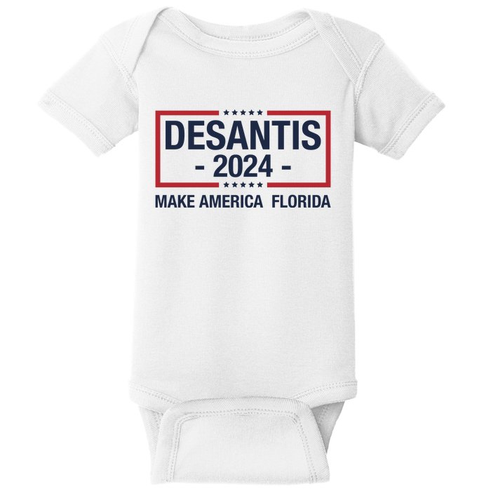 DeSantis 2024 Make America Florida Vintage US Flag Baby Bodysuit