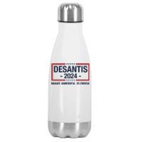 DeSantis 2024 Make America Florida Vintage US Flag Stainless Steel Insulated Water Bottle