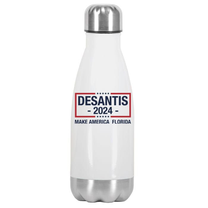 DeSantis 2024 Make America Florida Vintage US Flag Stainless Steel Insulated Water Bottle