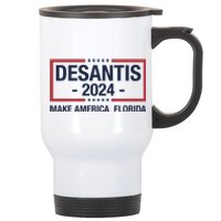 DeSantis 2024 Make America Florida Vintage US Flag Stainless Steel Travel Mug