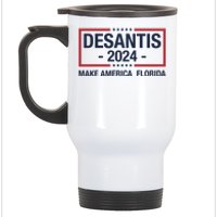 DeSantis 2024 Make America Florida Vintage US Flag Stainless Steel Travel Mug