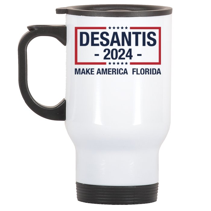 DeSantis 2024 Make America Florida Vintage US Flag Stainless Steel Travel Mug