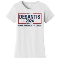 DeSantis 2024 Make America Florida Vintage US Flag Women's T-Shirt