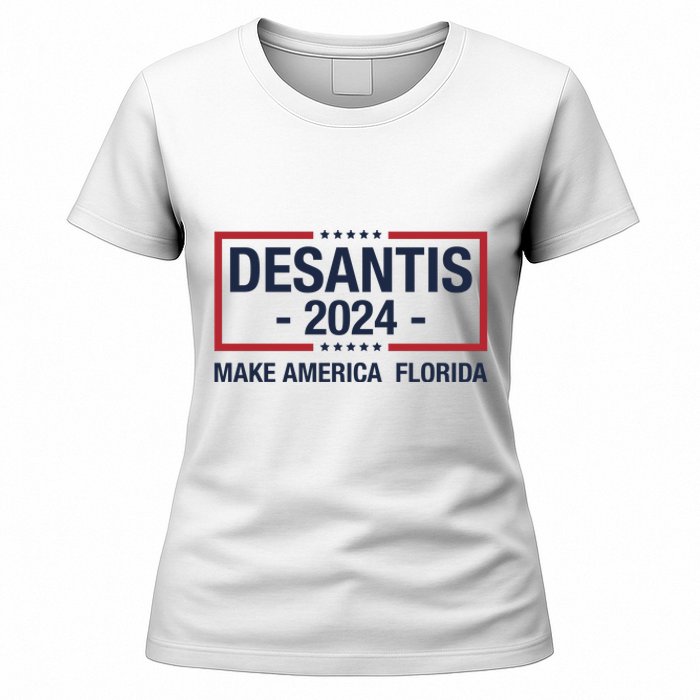 DeSantis 2024 Make America Florida Vintage US Flag Women's T-Shirt